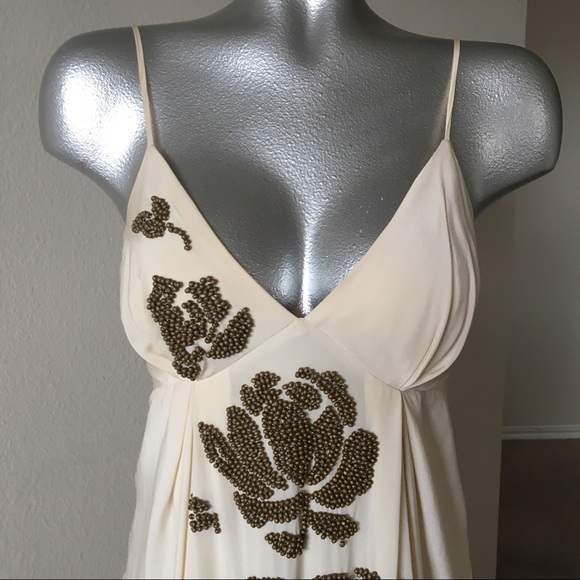 **SOLD**  BCBGMaxAzria BEADED SILK DRESS - Picture 3 of 8